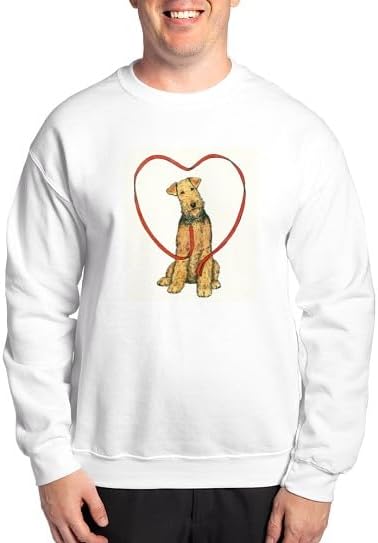 CafePress Love Your Airedale Sweatshirt Classic Crew Neck Light Sweatshirt - White