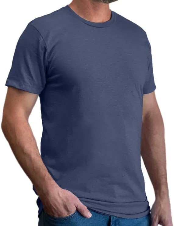 Classic Cotton Blend Crew Neck T-Shirt - Made in USA - Navy