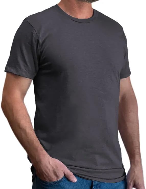 Classic Cotton Blend Crew Neck T-Shirt - Made in USA - Charcoal
