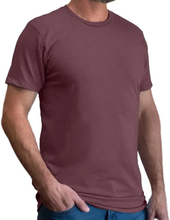 Classic Cotton Blend Crew Neck T-Shirt - Made in USA - Burgundy