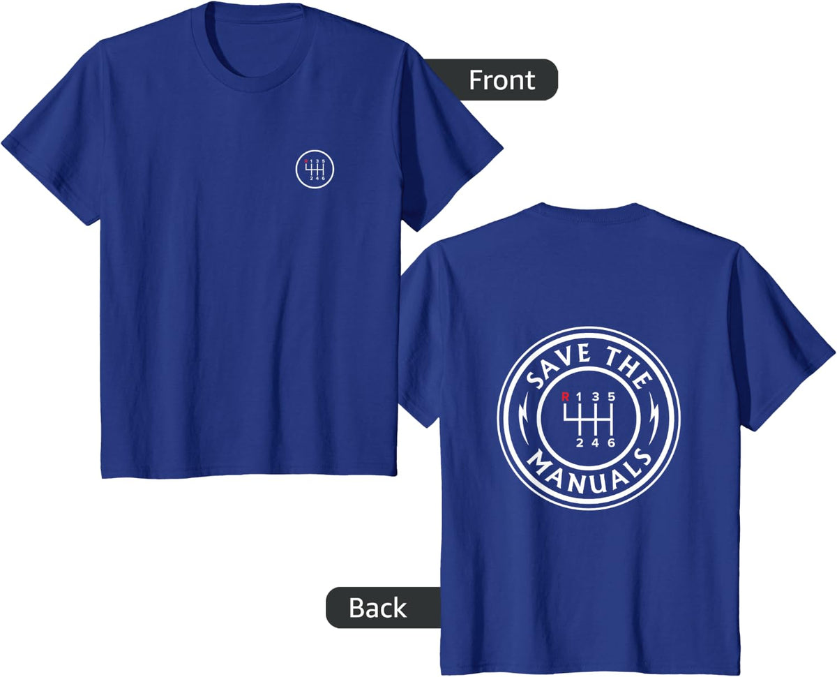 Save The Manuals - Car Lover - Endangered Species T-Shirt - Royal Blue