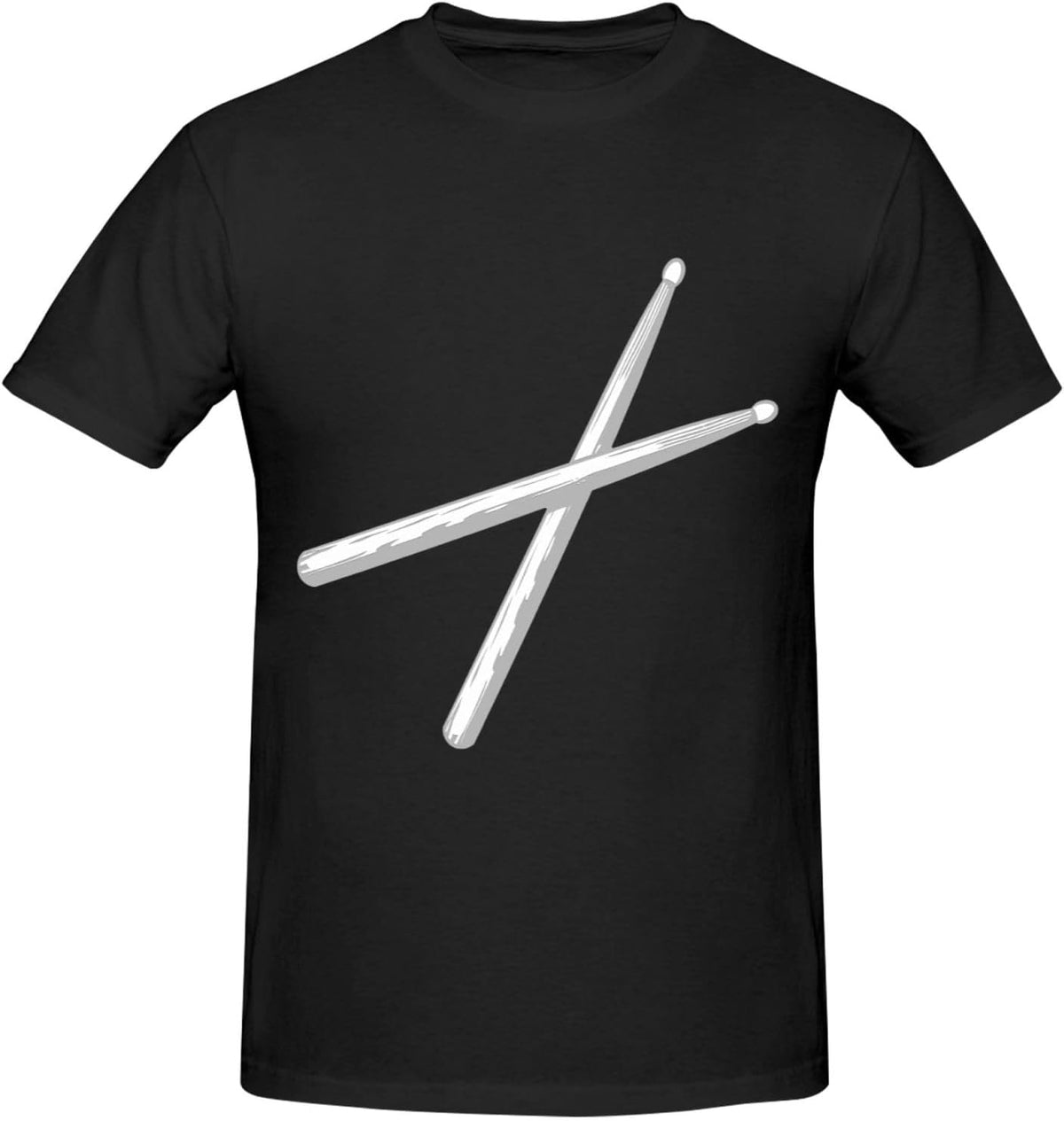 Drumsticks Drummer Men's Black Cotton T-Shirt Soft Breathable Daily Wear - As Pictured