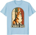 Corgi Dad T-Shirt Retro Rainbow Sunset Silhouette Graphic Tee - S3