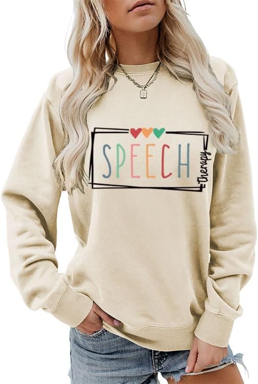 Speech Therapy Sweatshirts For Women Speech Pathologist Sweatshirt - Beige