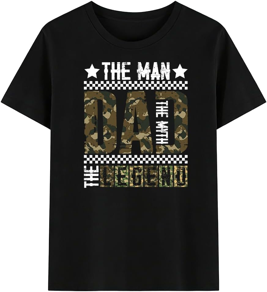 Mens Father's Day Shirt, Happy Father Day Top Dad Tee - The Man-black