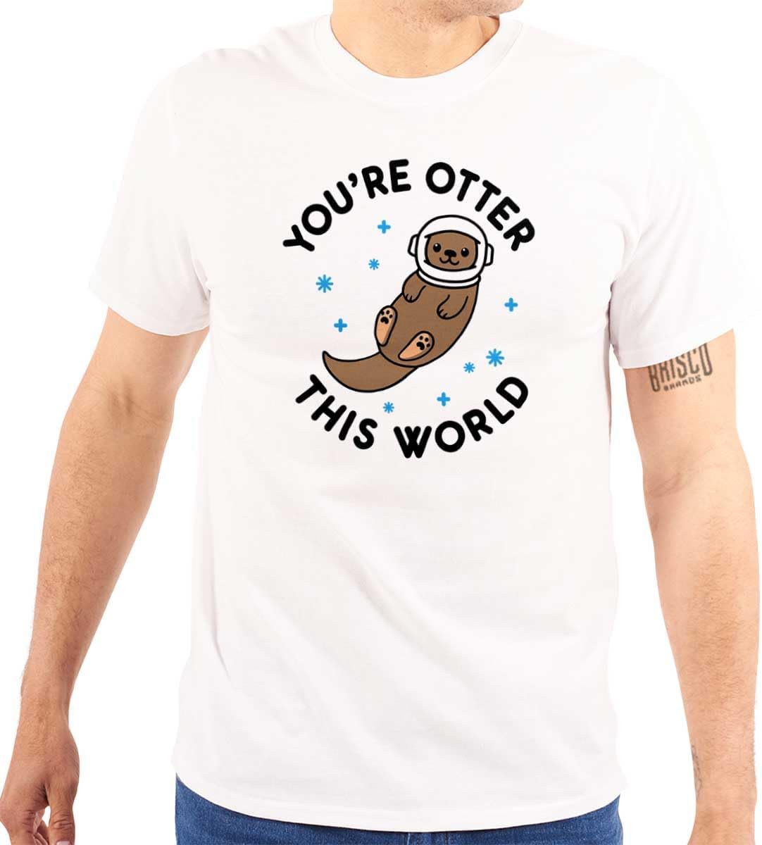Otter This World Adorable Animal Womens Graphic T Shirt Tees - White