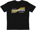 John Deere Mens Very Soft Vintage Wash Retro Stripe Short Sleeve Tshirt in Black - Black