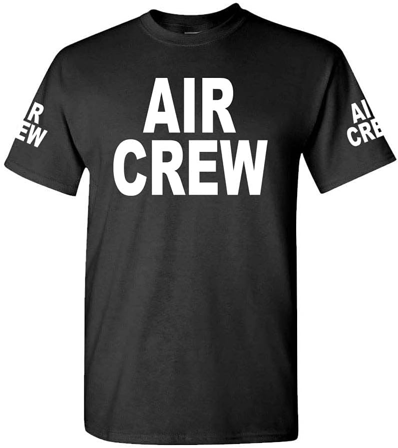 Cold Harbor Air Crew Front and Sleeve Lettering Graphic T-Shirt, Black, M - As Pictured