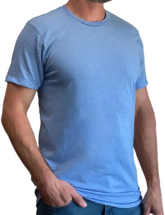 Classic Cotton Blend Crew Neck T-Shirt - Made in USA - Light Blue