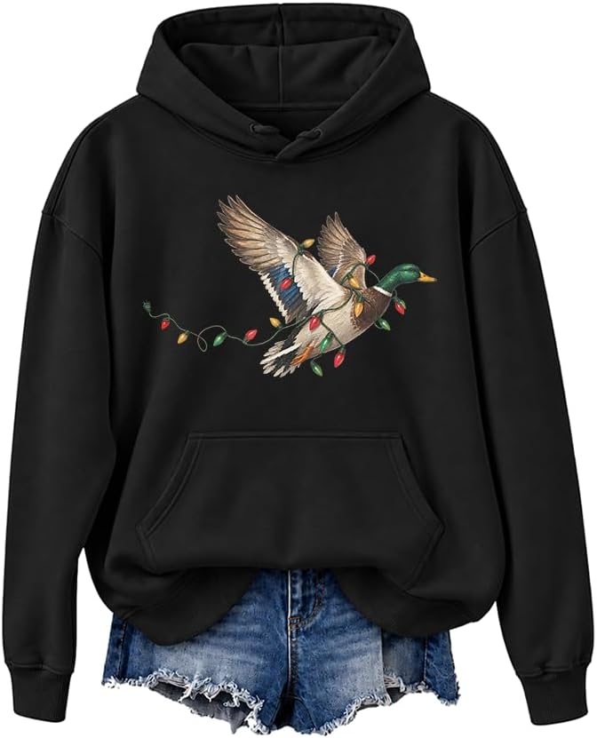 Mallard Duck Sweatshirt Flying Mallards Duck Hunting Season Sweatshirts - Hooded Neck Black-12