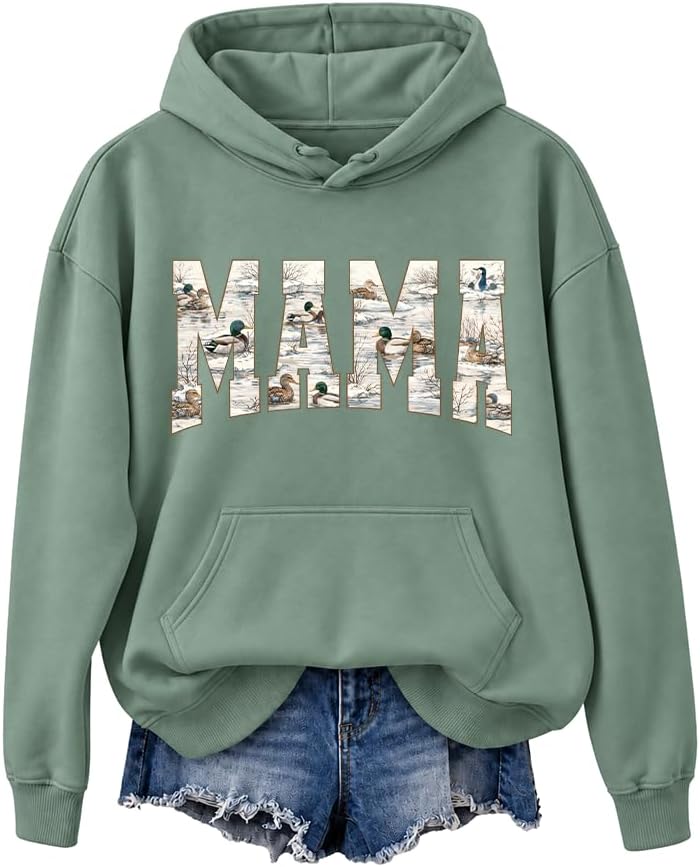 Mallard Duck Sweatshirt Flying Mallards Duck Hunting Season Sweatshirts - Hooded Neck Green-10