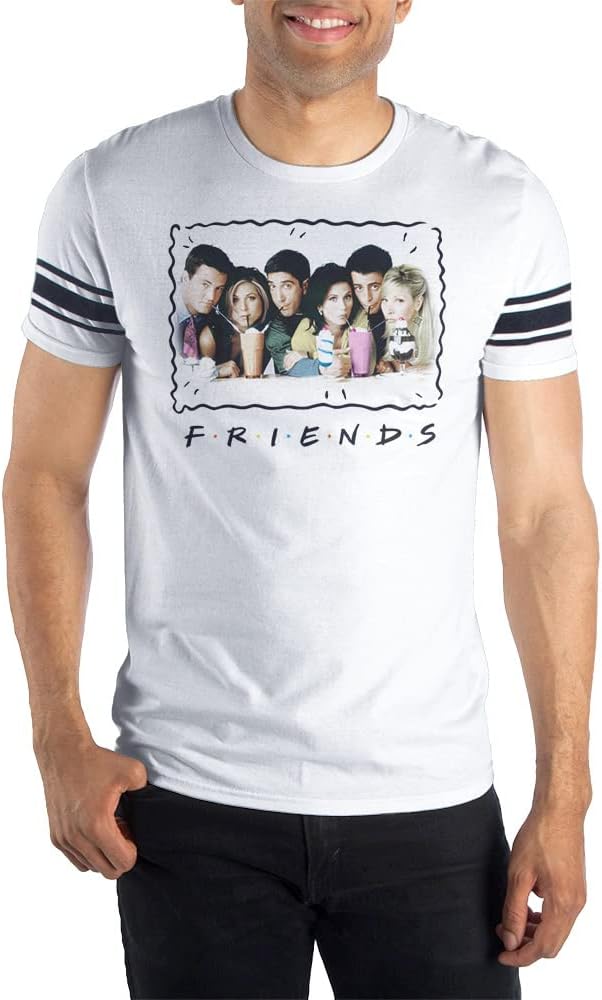 Friends TV Show Merchandise Mens Milkshakes Varsity Football T-Shirt - White