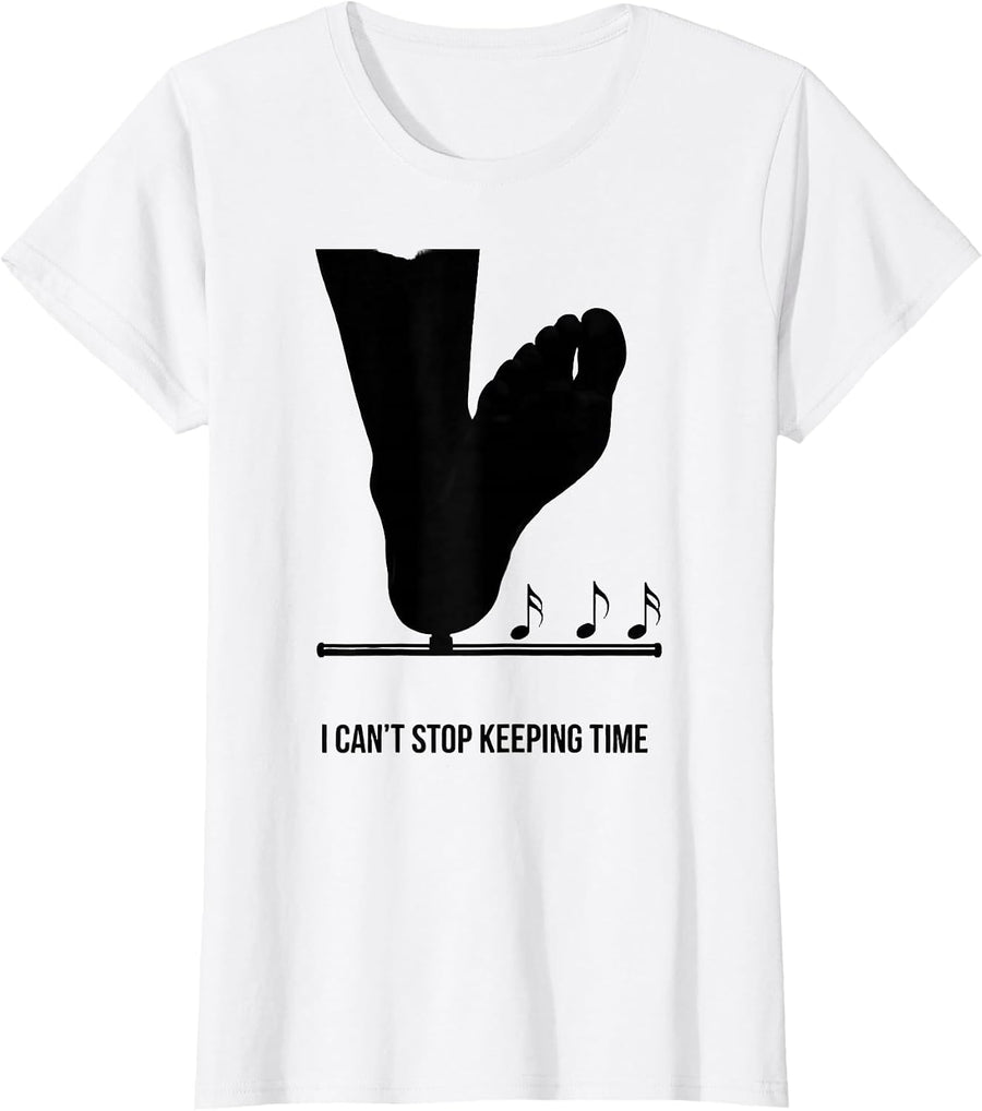 Women's I Can't Stop Keeping Time Minimalist Music Lover Gift T-Shirt - White