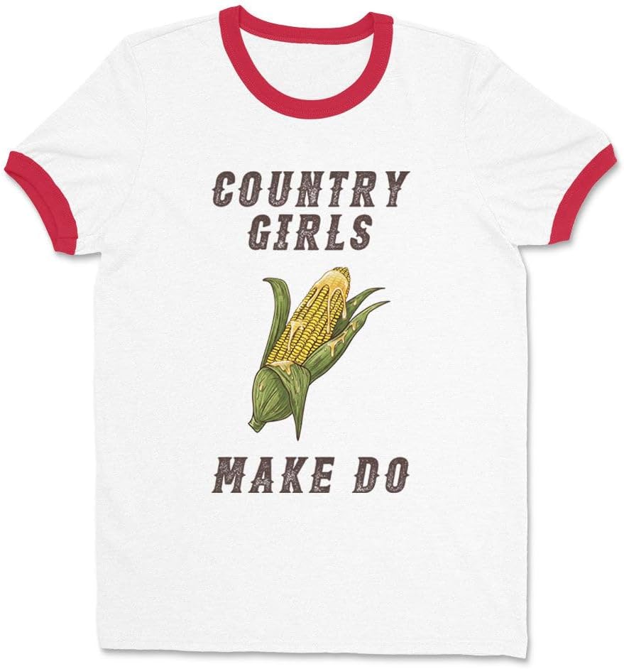 Country Girls Make Do Ringer T-Shirt Unisex - White\/Red