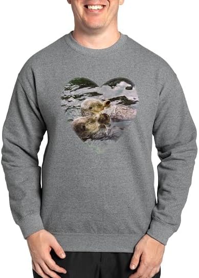 CafePress Sea Otters Sweatshirt Classic Crew Neck Light Sweatshirt - Graphite Gray