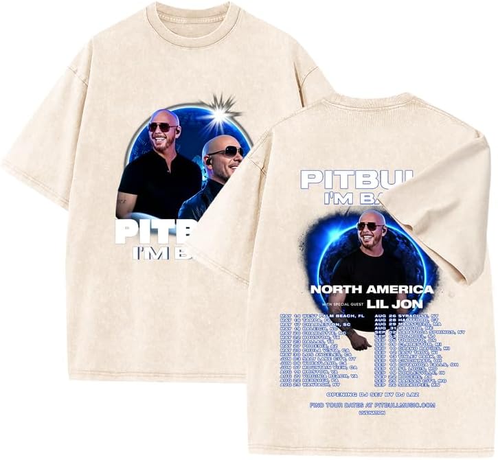 Pitbulls Merch Shirt 2026 I'm Back World Tour Music Tshirt for Fans - Beige