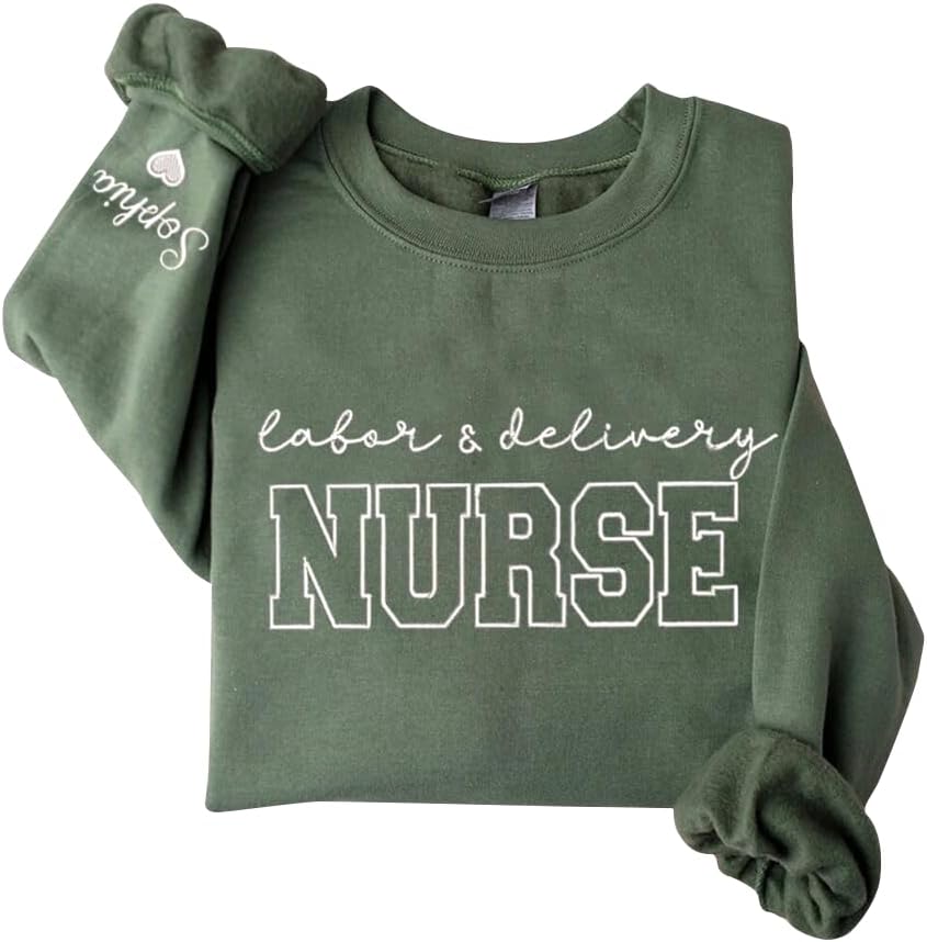 Personalized Embroidered Nurse Sweatshirt, Women Nurse Gift, Embroidered Sweatshirt for Nurse, Nurse Gifts - Design 3