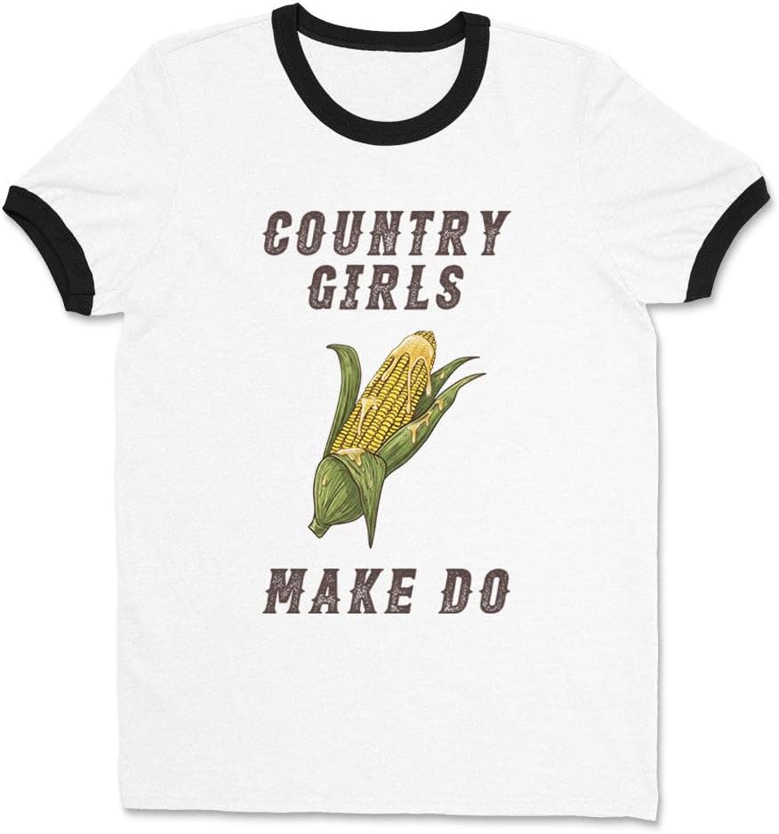 Country Girls Make Do Ringer T-Shirt Unisex - White\/Black