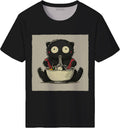 Men's Funny Dog Ramen Graphic T-Shirts Japanese Kawaii Anime Dog T-Shirt Casual Summer Tees - Black6