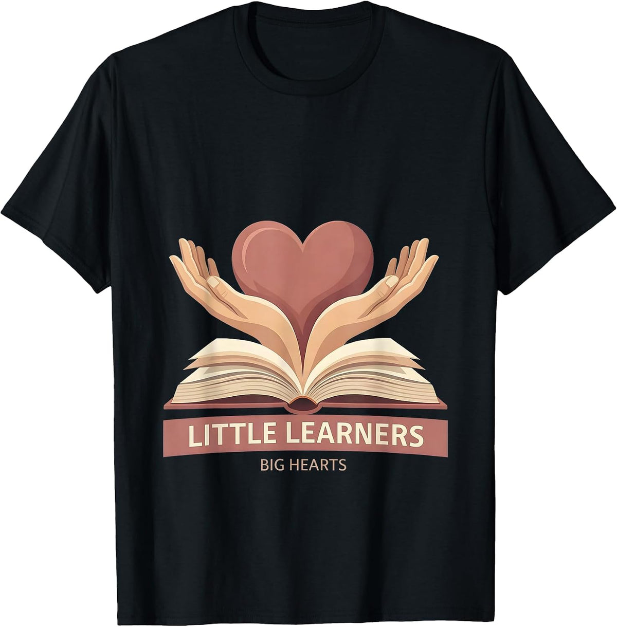 Men's Little Learners Big Hearts Elementary Teacher Design T-Shirt - Black