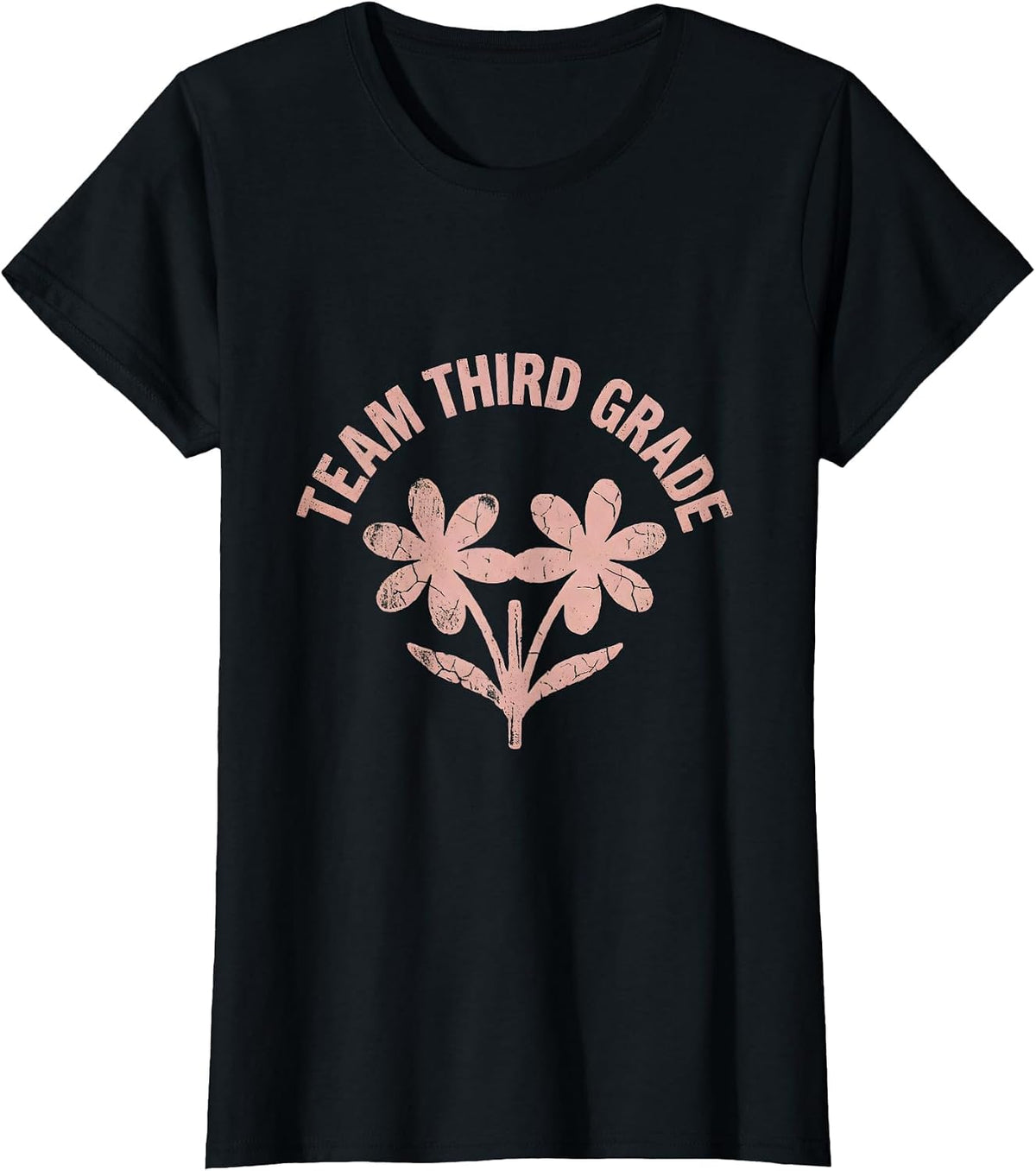 Team Third Grade Boho Vintage Wildflower Teacher Back T-Shirt - Black