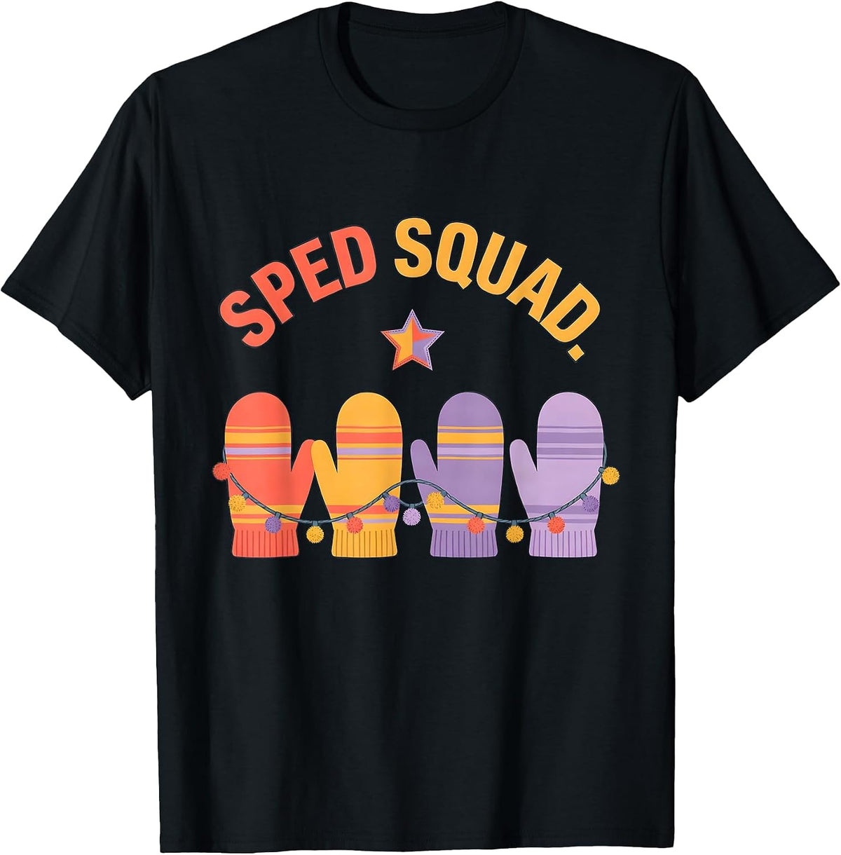 Men's SPED Squad Funny Teacher Christmas Classroom Humor T-Shirt - Black