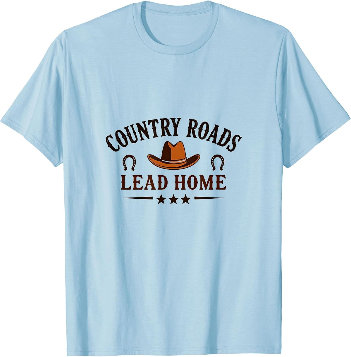 Country Roads Lead Home Cowgirl Design for Girls T-Shirt - Baby Blue