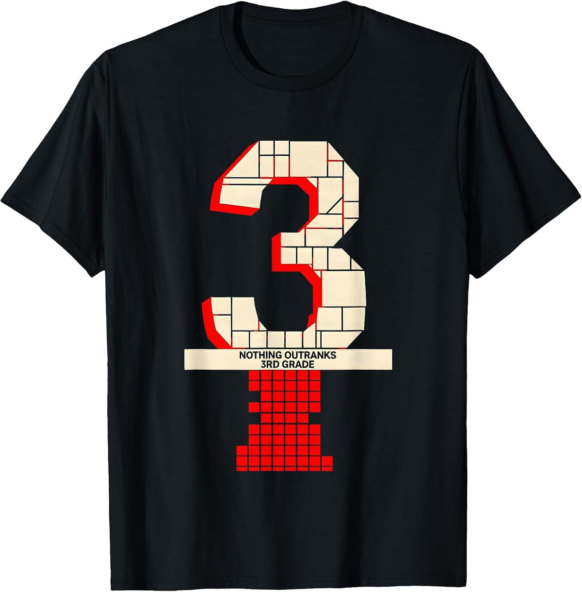 Men's Nothing Outranks 3rd Grade Funny Teacher Back To School T-Shirt - Black