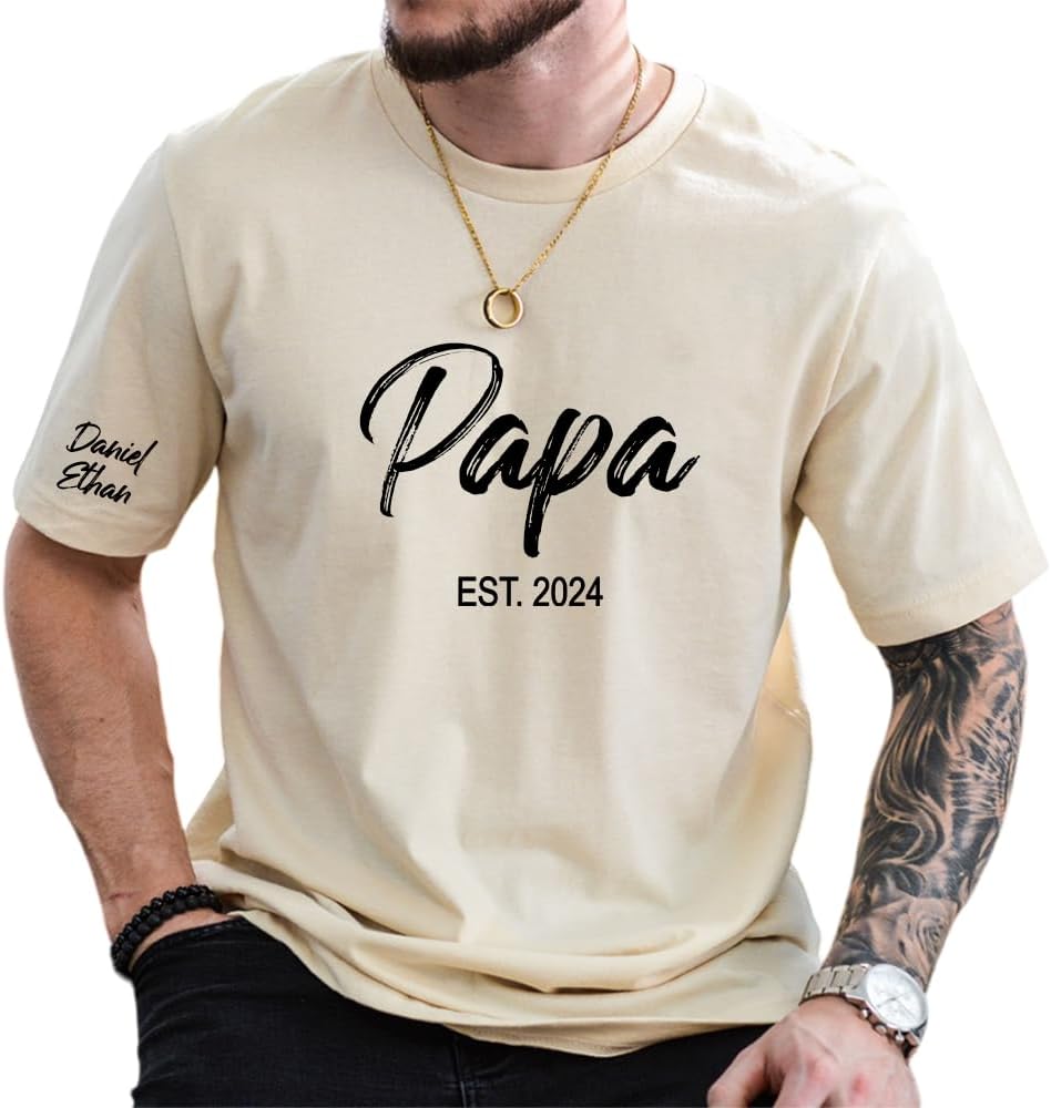 Personalized Dad Shirt, Custom Dad Tshirt, Est Date Daddy Tshirt, Custom Gift for Daddy, Grandpa, Papa 3 - A3