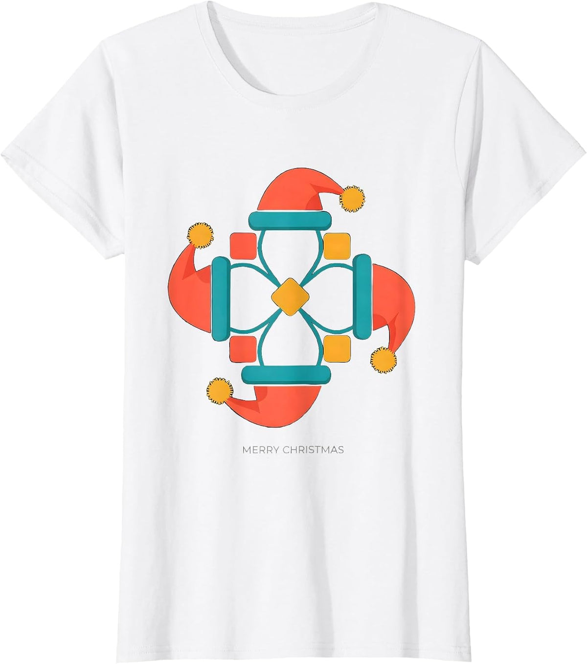 Merry Christmas Flat Vector Santa Hat Family Matching T-Shirt - White