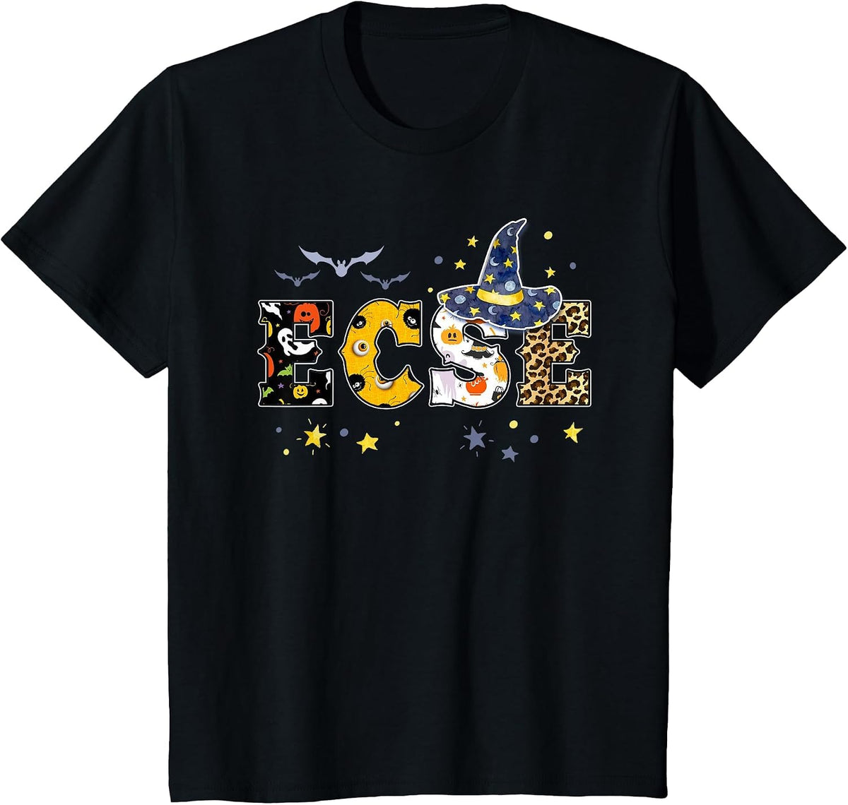 ECSE Witch Halloween Crew Early Childhood Teacher Matching T-Shirt - Black