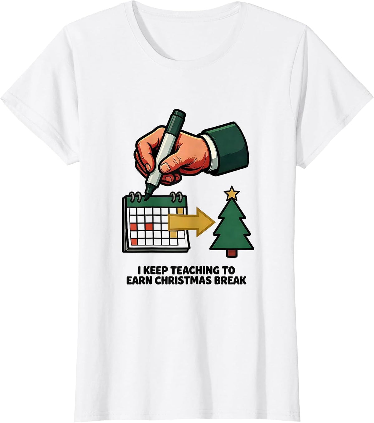 I Keep Teaching To Earn Christmas Break Teacher T-Shirt - White