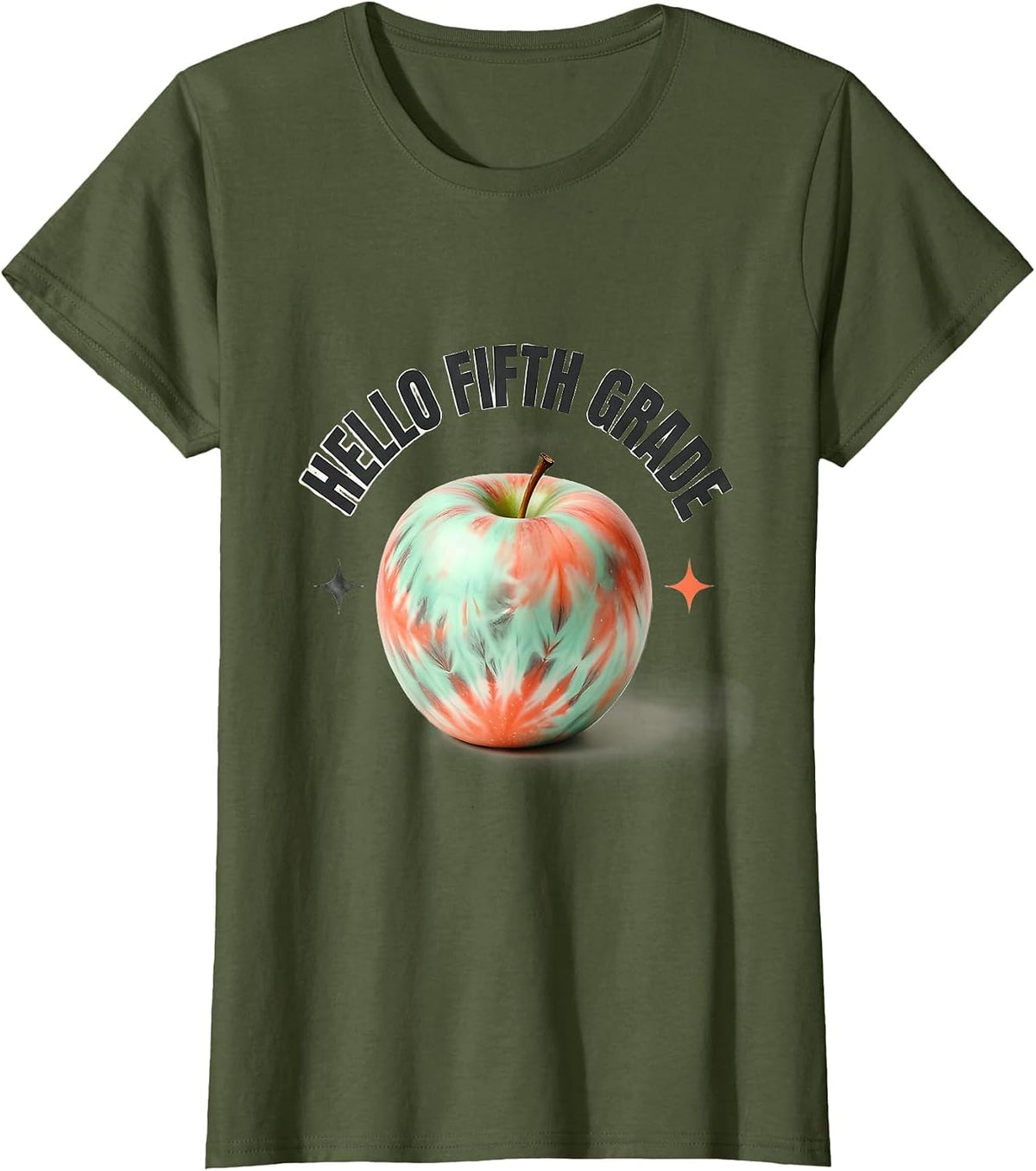 Women's Hello Fifth Grade Tie Dye Back To School Grade Level Pride T-Shirt - Olive Green