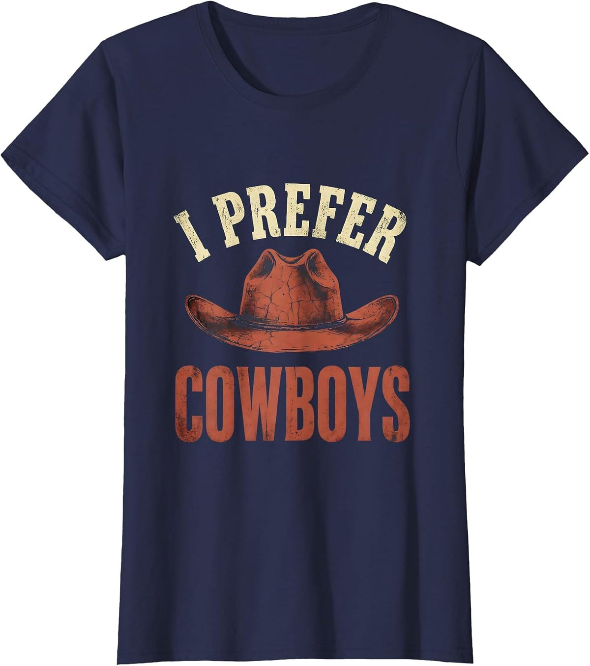 Women's Save A Horse Ride A Cowboy I Prefer Cowboys T-Shirt - Navy Blue