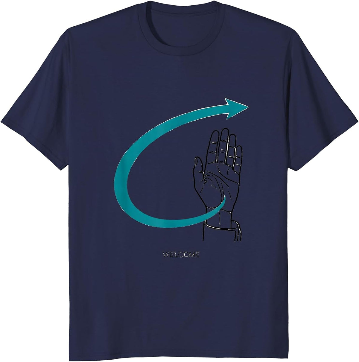 Men's Welcome Inclusive ASL Sign Language Teacher Inclusion T-Shirt - Navy Blue
