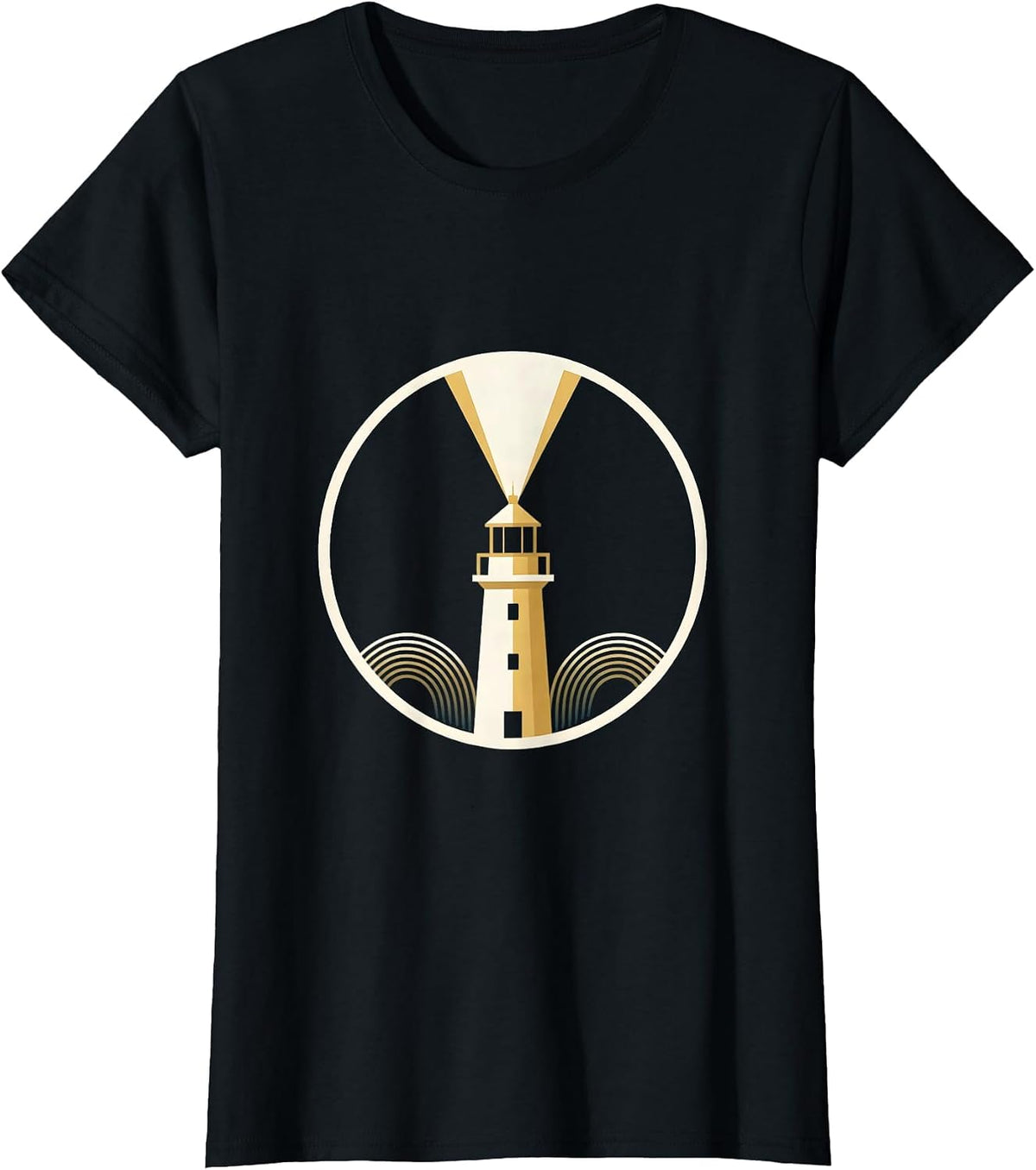 Autism Awareness Lighthouse Stormy Waves Graphic T-Shirt - Black