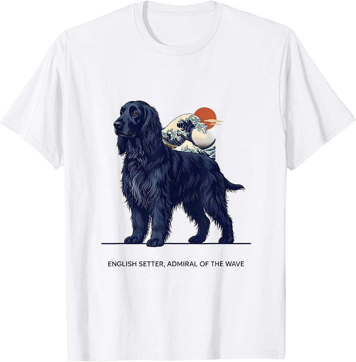 Men's English Setter Admiral of the Wave Editorial Conceptual Dog T-Shirt - White