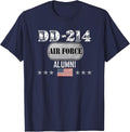 Air Force Alumni DD-214 Vintage American Flag T-Shirt - Navy Blue