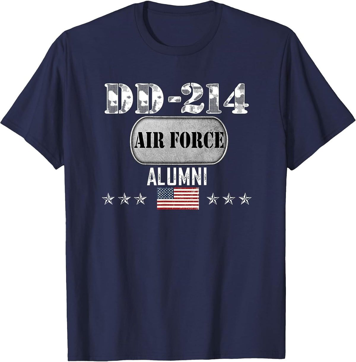 Air Force Alumni DD-214 Vintage American Flag T-Shirt - Navy Blue