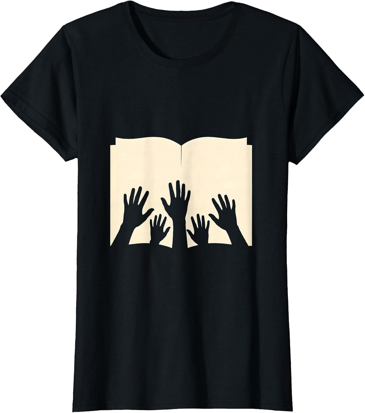Sped Teacher Diverse Hands Open Book Graphic T-Shirt - Black