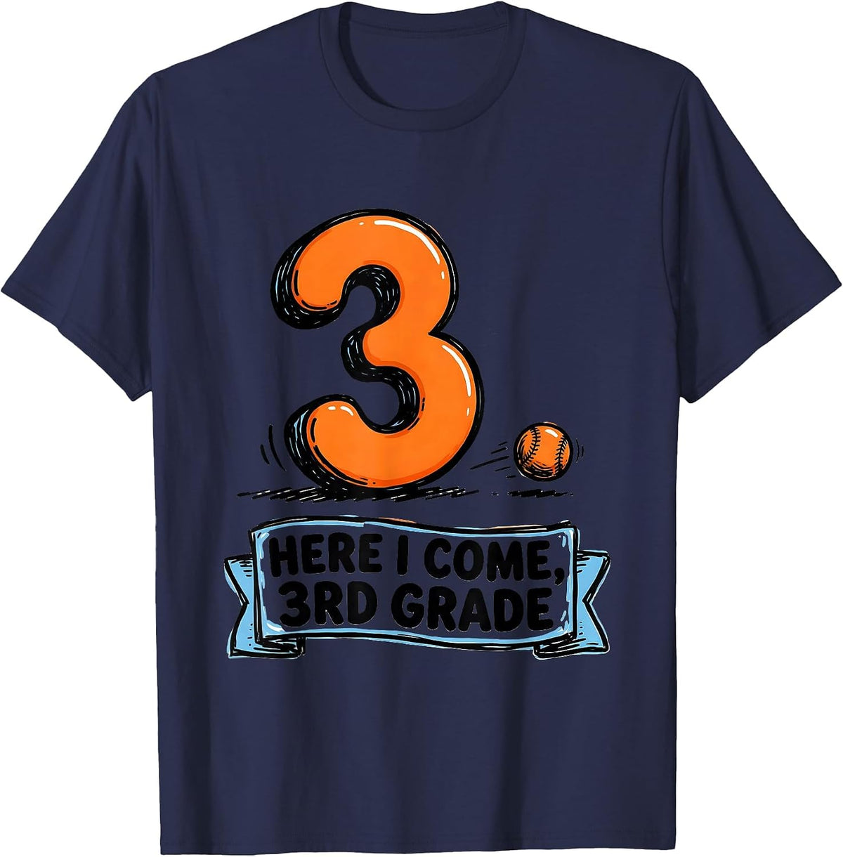 Men's Here I Come 3rd Grade Funny Back to School Kids Teachers T-Shirt - Navy Blue