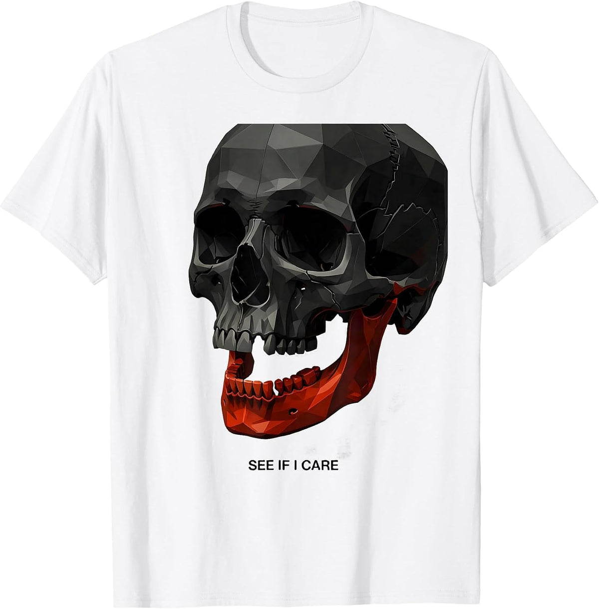 Men's See If I Care Funny Skull Sarcastic Skeleton Lover Humor T-Shirt - White