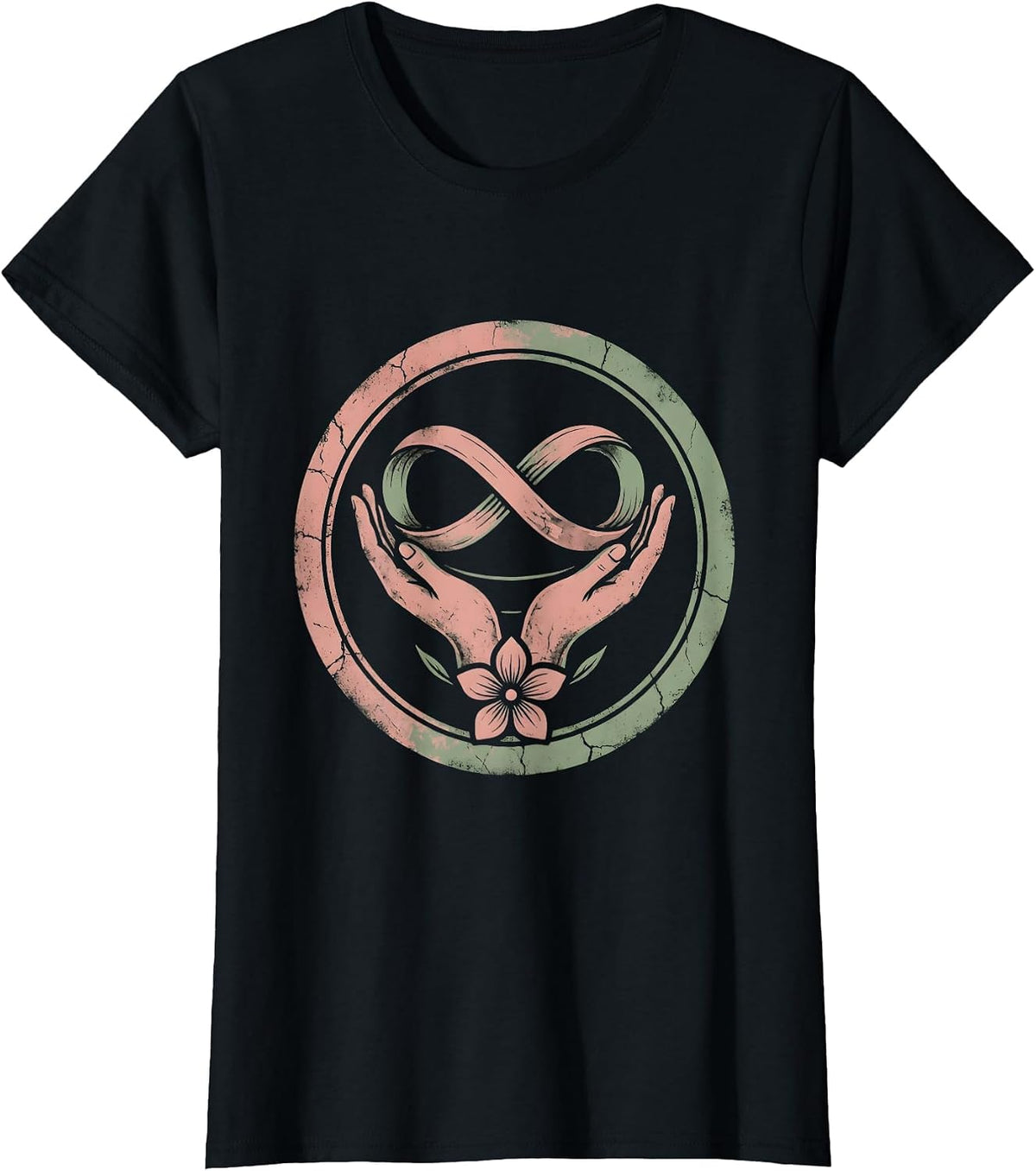 Autism Awareness Cupped Hands Glowing Spectrum T-Shirt - Black