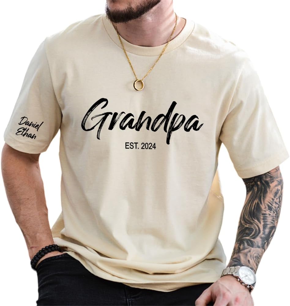 Personalized Dad Shirt, Custom Dad Tshirt, Est Date Daddy Tshirt, Custom Gift for Daddy, Grandpa, Papa 3 - A5