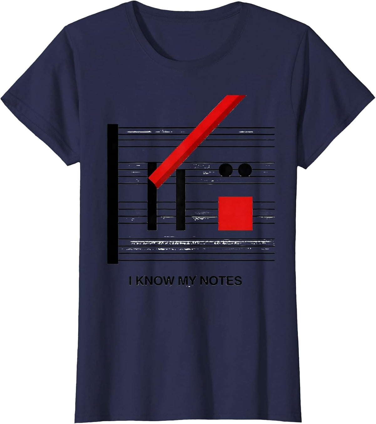 Women's I Know My Notes Funny Musician Music Lover Humor T-Shirt - Navy Blue