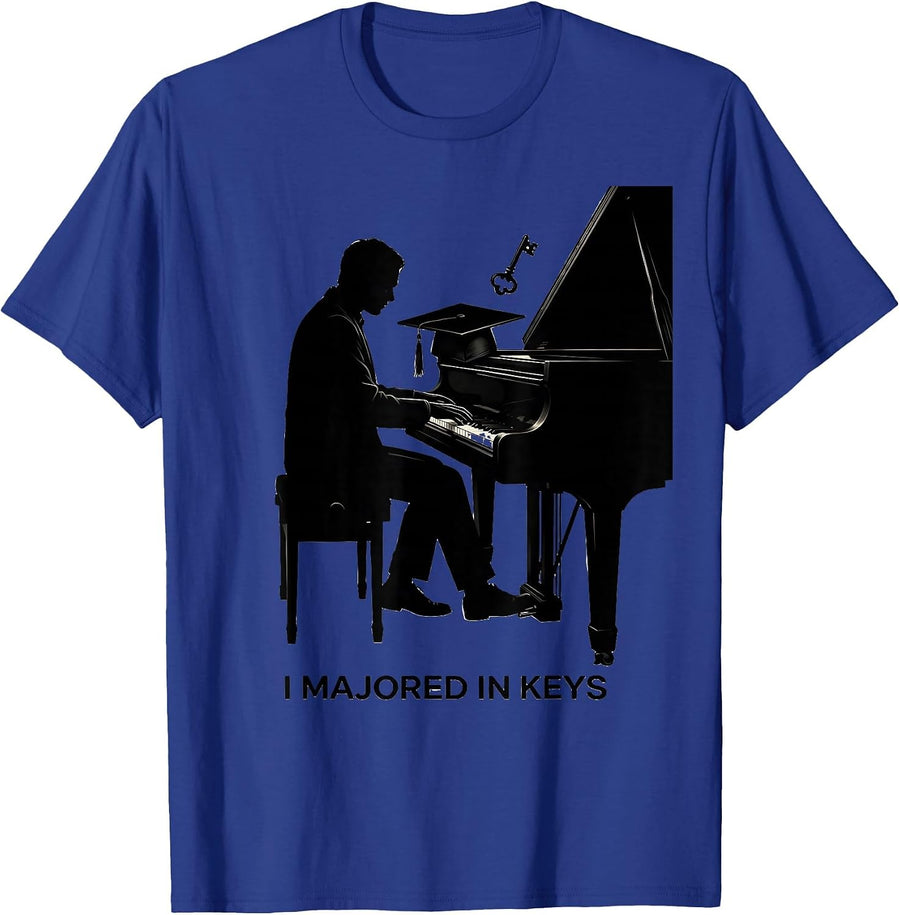 I Majored In Keys Funny Pianist Piano Teacher Gift T-Shirt - Royal Blue