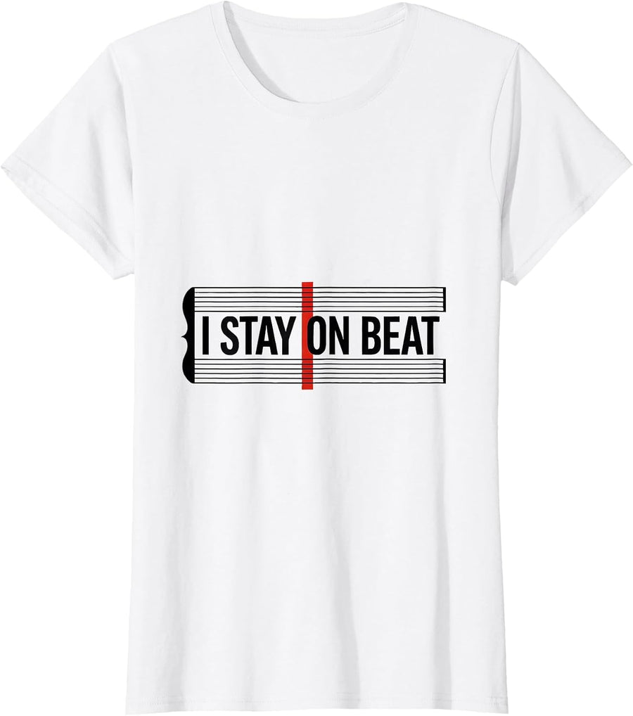 Women's I Stay On Beat Funny Music Lover Musician Pianist Gift T-Shirt - White