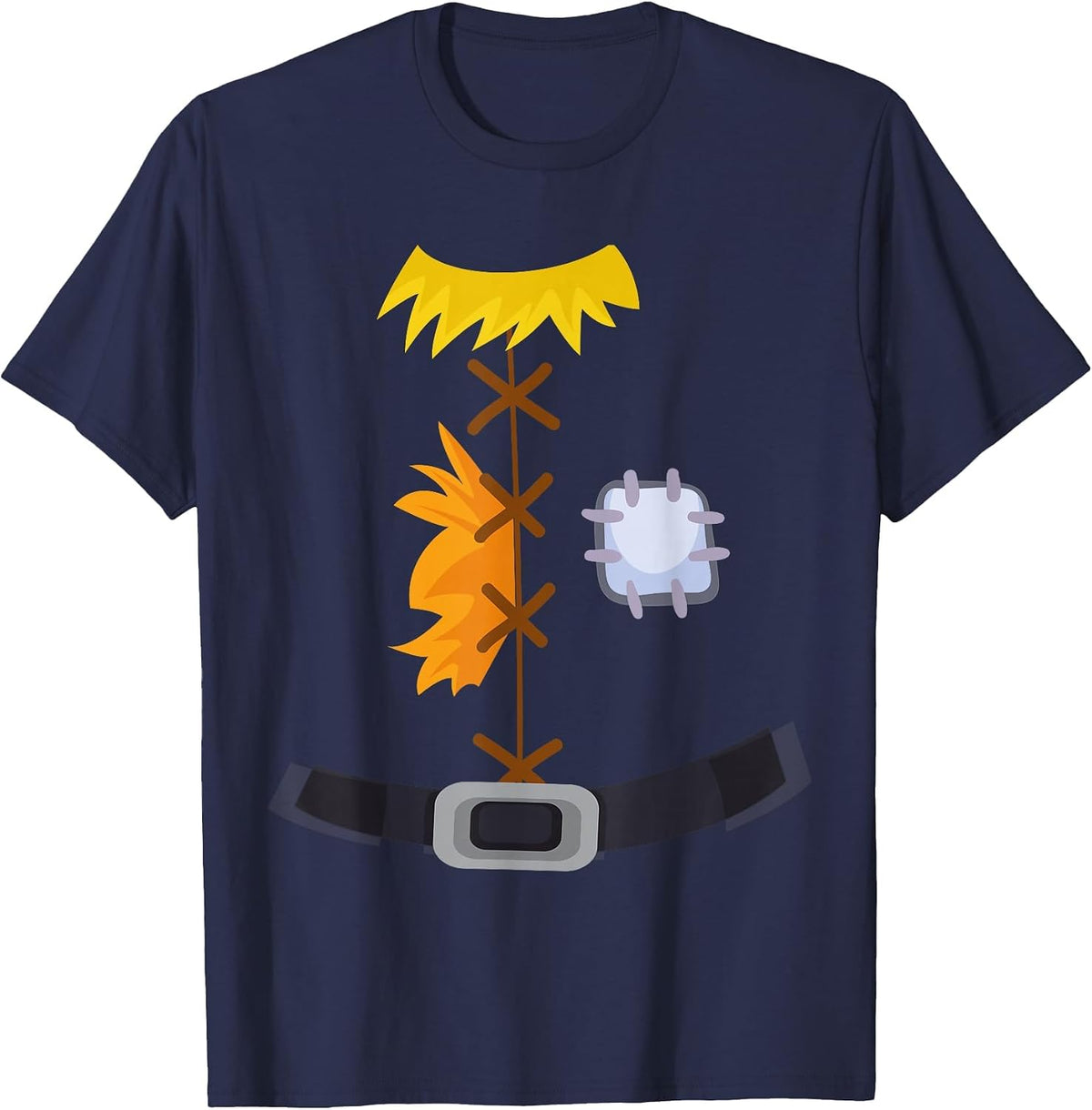 Scarecrow Costume Halloween Wizard Patch Vintage T-Shirt - Navy Blue