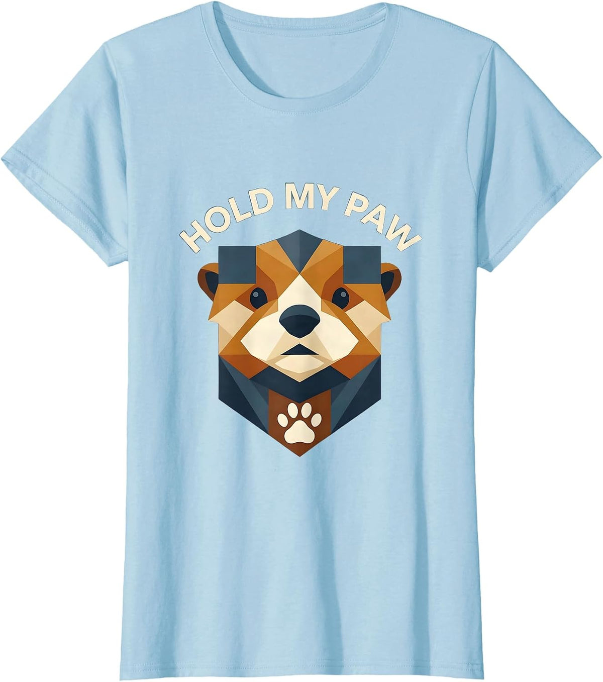 Women's Hold My Paw Cute Otter Design T-Shirt - Baby Blue