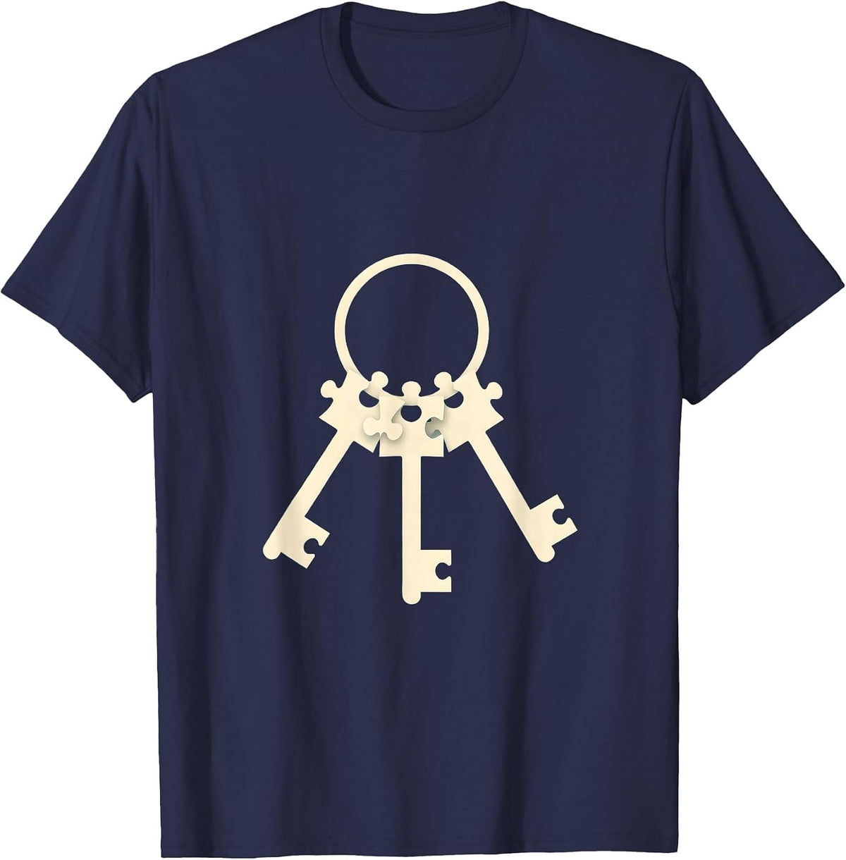 Men's Sped Teacher Puzzle Piece Keys Keyring Graphic T-Shirt - Navy Blue